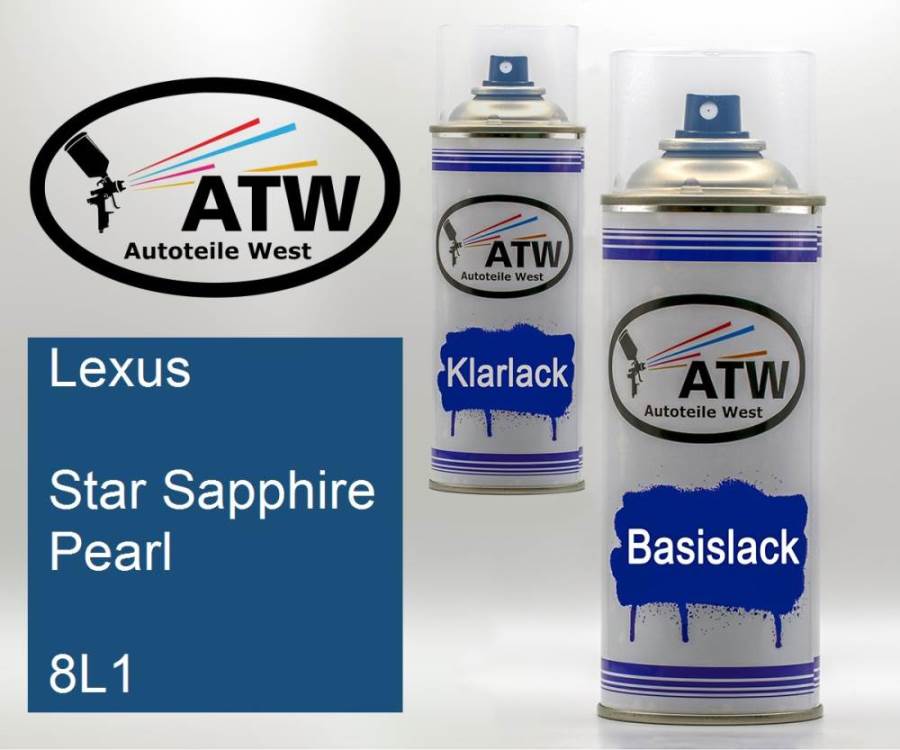 Lexus, Star Sapphire Pearl, 8L1: 400ml Sprühdose + 400ml Klarlack - Set, von ATW Autoteile West.